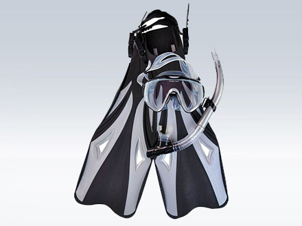 潜水镜 全干式呼吸管 面镜 脚蹼 浮浅装备 浮潜三套装